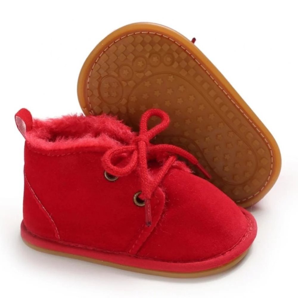 Babyโ Non-slip lace up booties in red - Size 120mm (6-12 months)